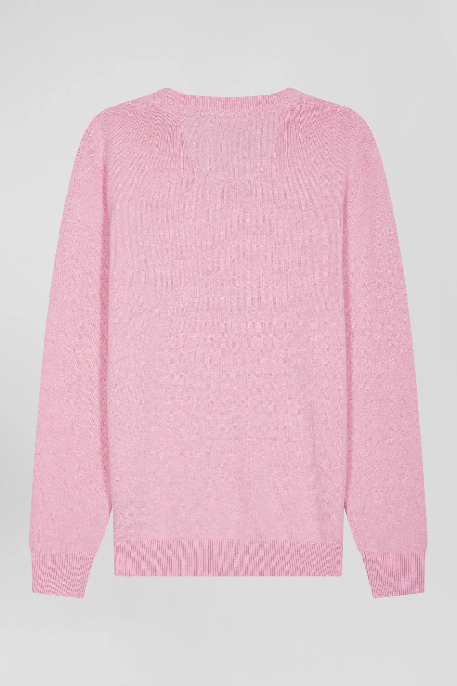 Regular pink wool and cotton crew neck jumper