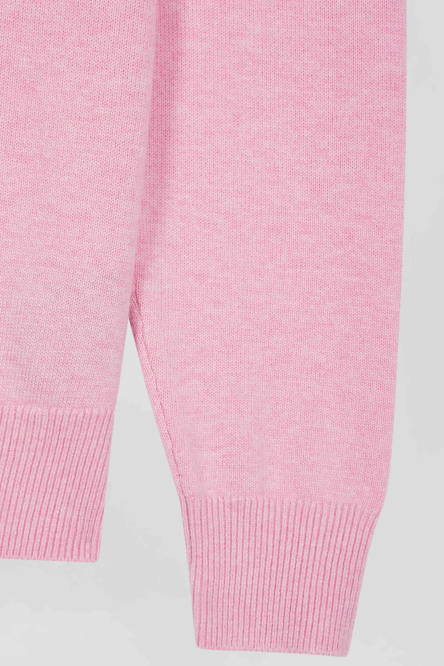 Regular pink wool and cotton crew neck jumper