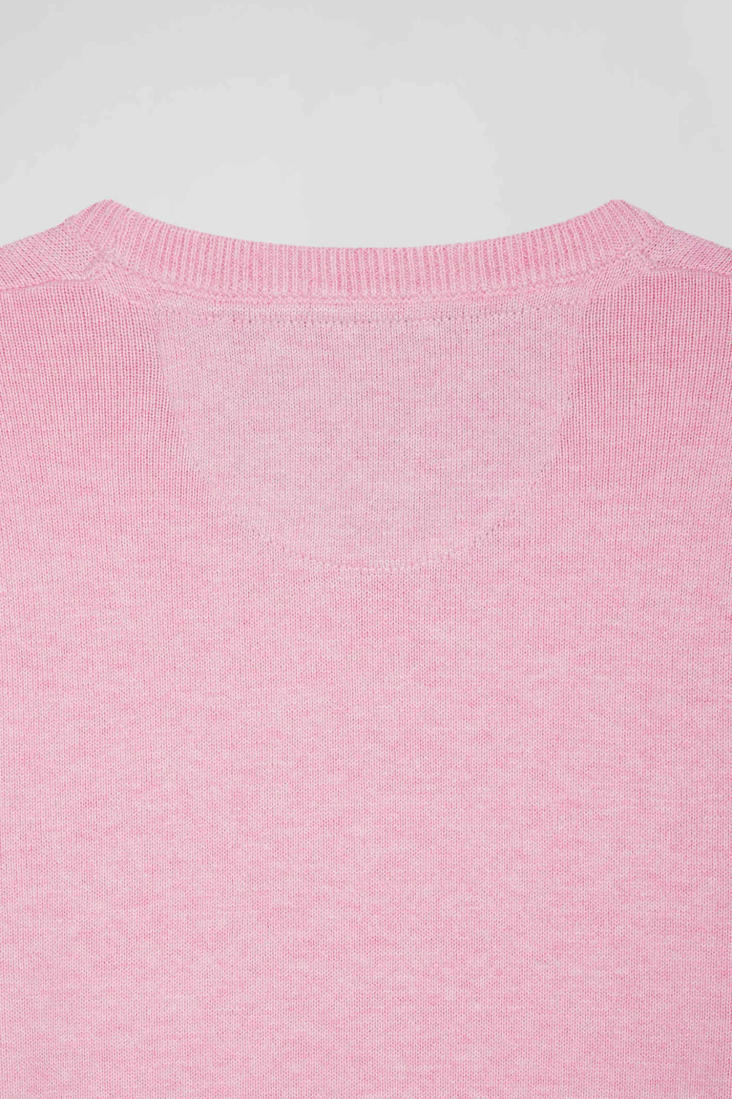Regular pink wool and cotton crew neck jumper