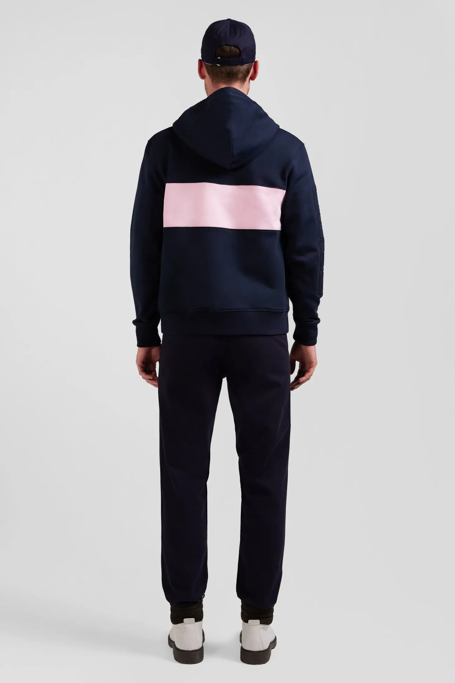 Regular pink zipped cotton hoodie