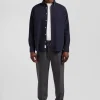Regular plain anthracite grey cotton shirt with button-down collar and chest pocket