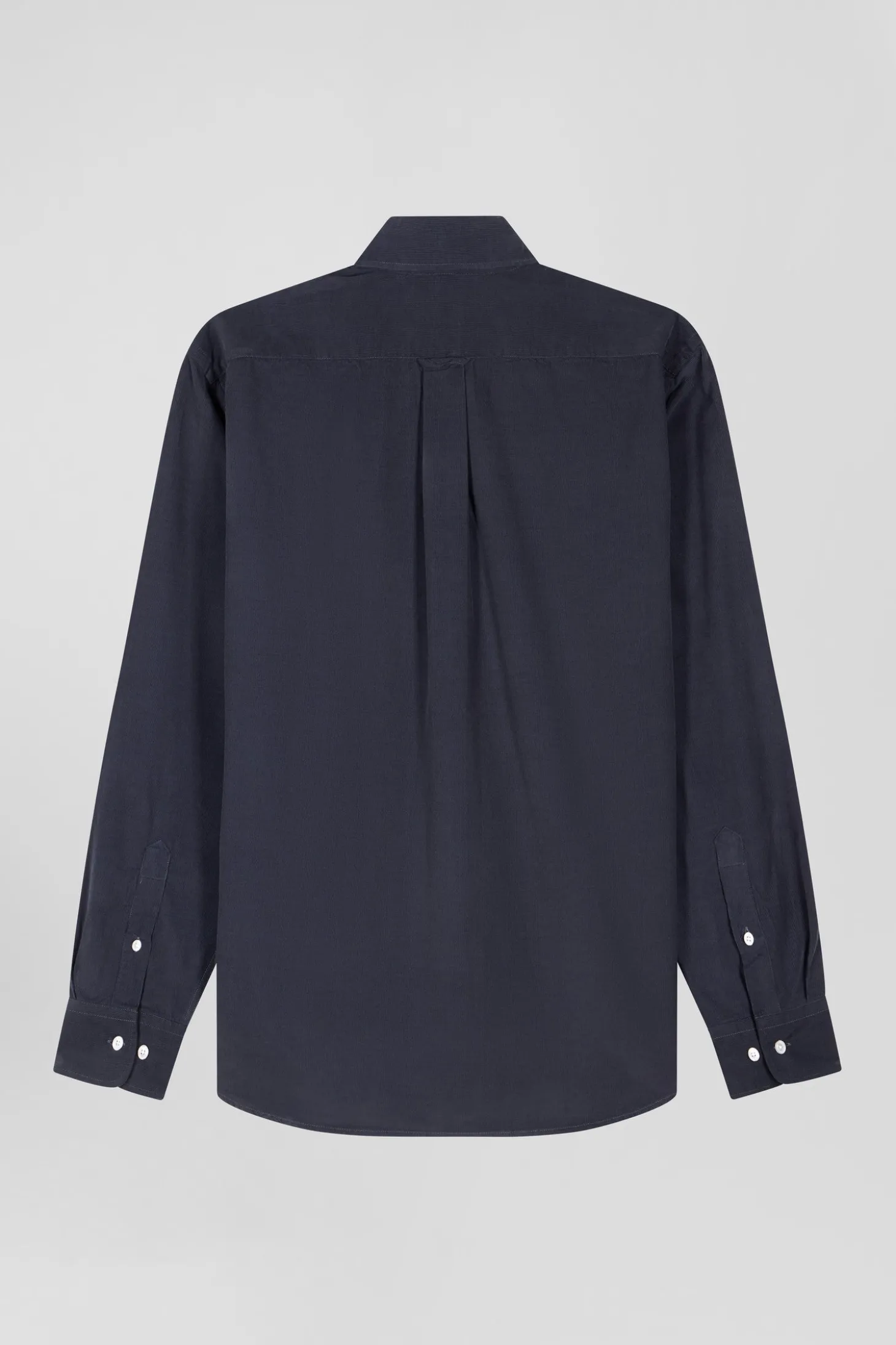 Regular plain anthracite grey cotton shirt with button-down collar and chest pocket
