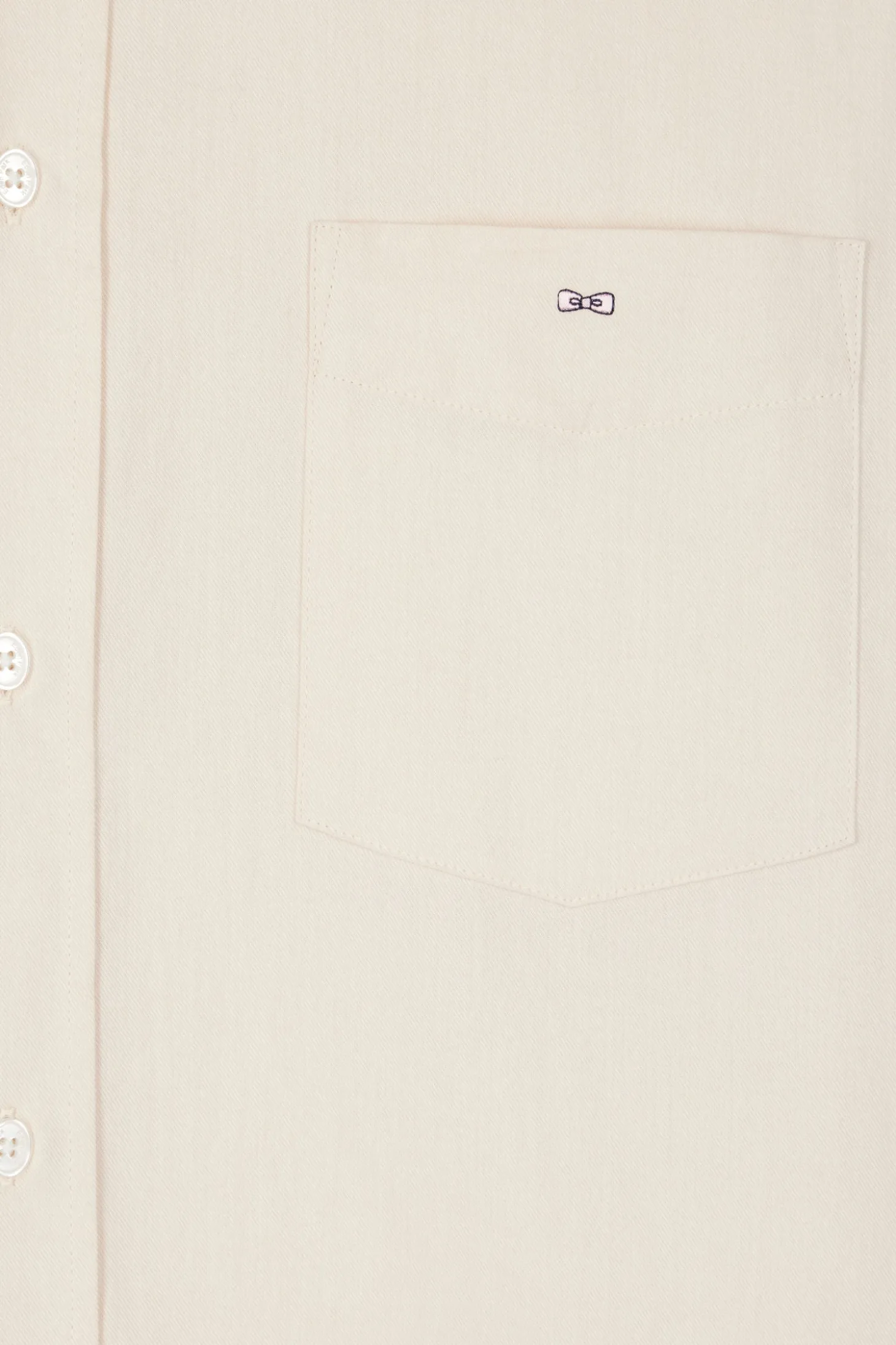 Regular plain beige cotton twill shirt with button-down collar