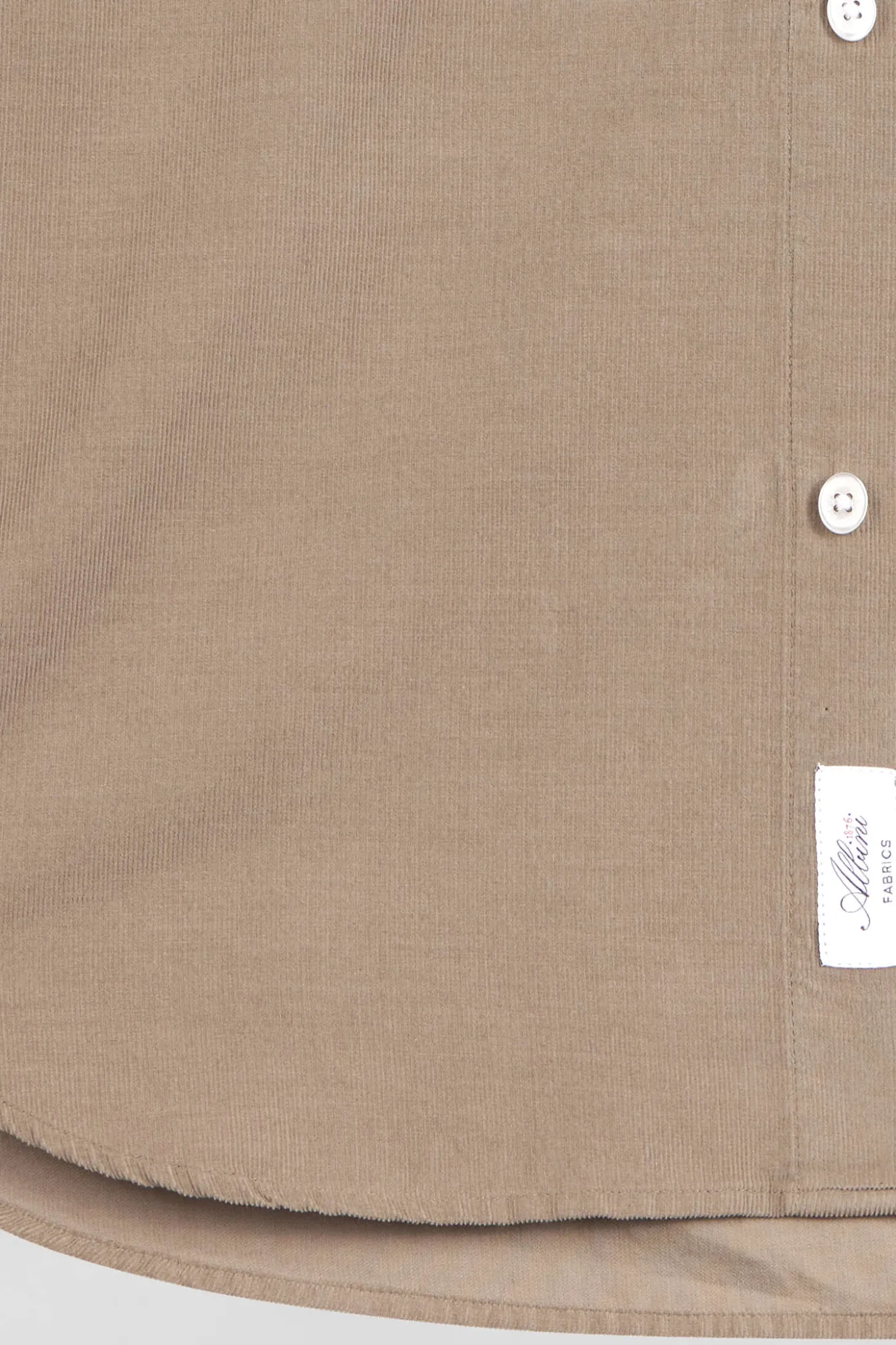 Regular plain beige cotton shirt with button-down collar and chest pocket