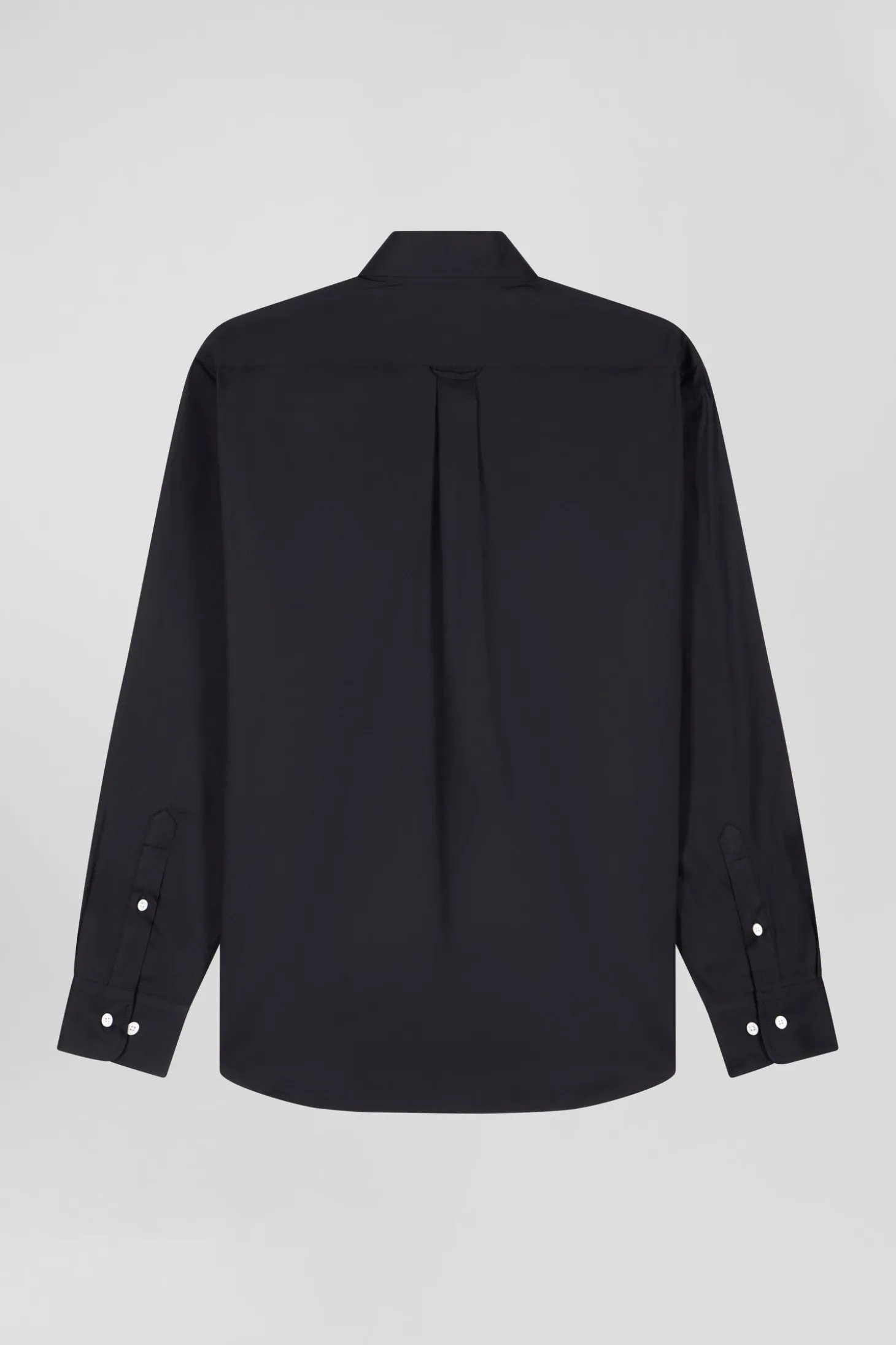 Regular plain black mixed stretch cotton shirt