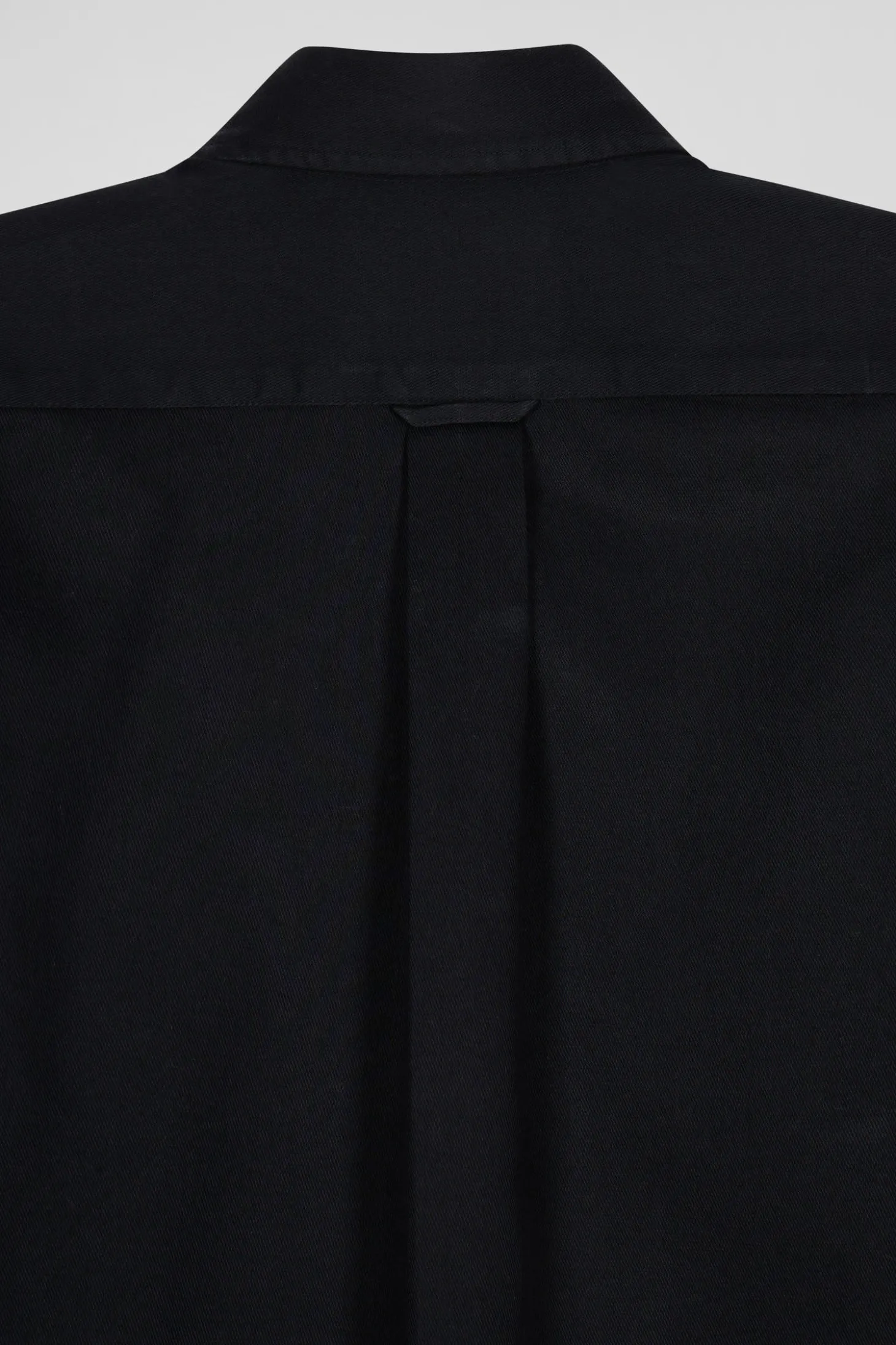 Regular plain black piqué cotton shirt