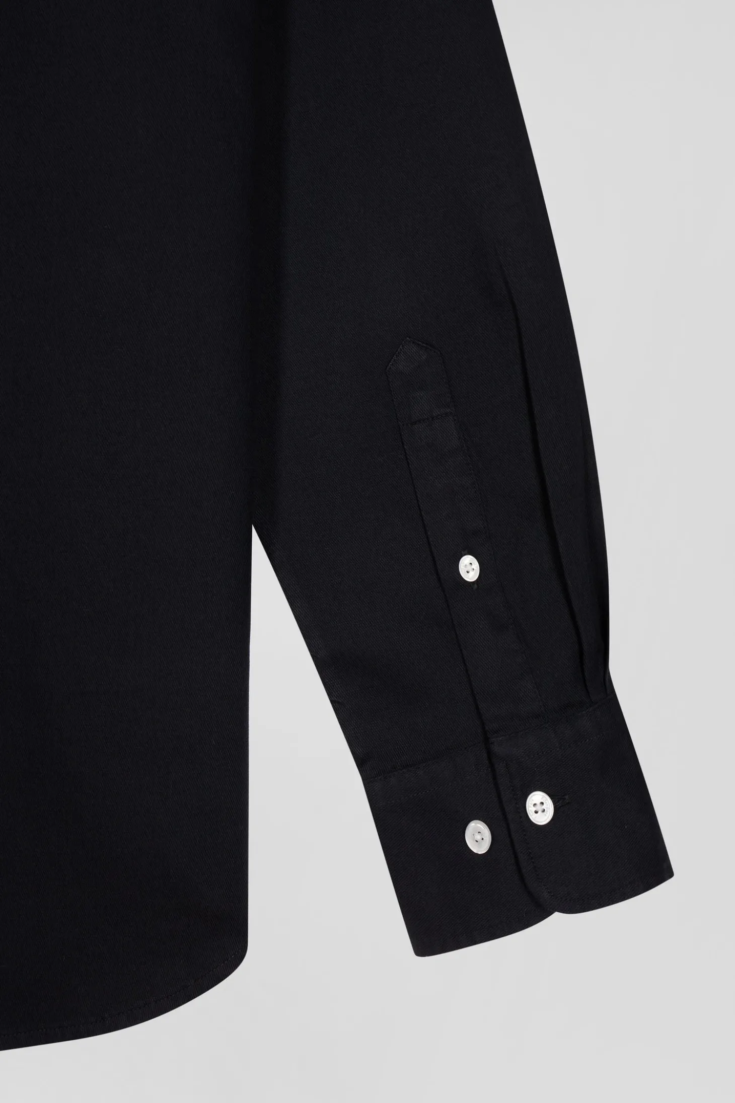 Regular plain black piqué cotton shirt