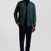 Regular plain green piqué cotton shirt