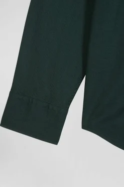 Regular plain green piqué cotton shirt