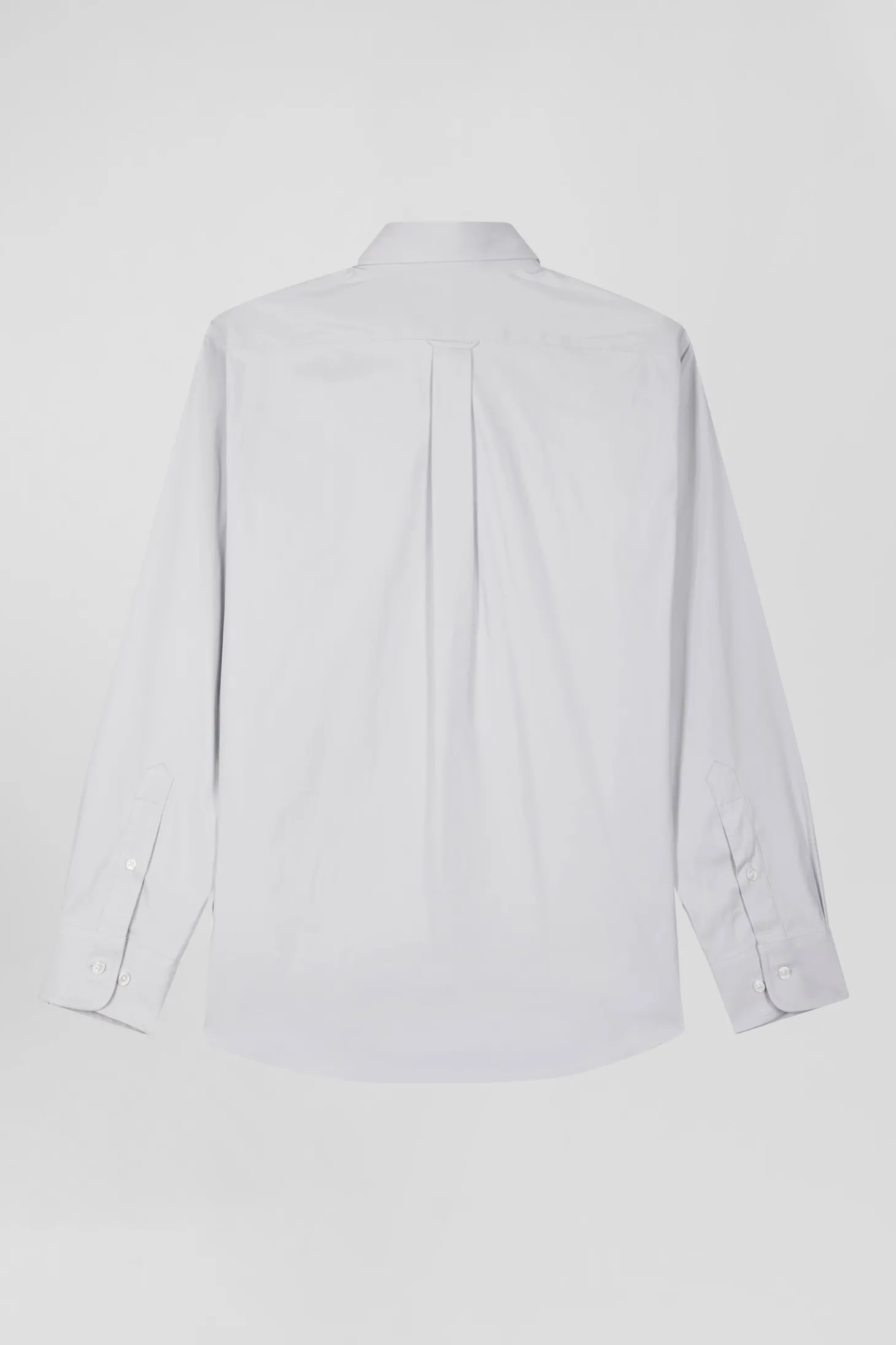 Regular plain grey mixed stretch cotton shirt
