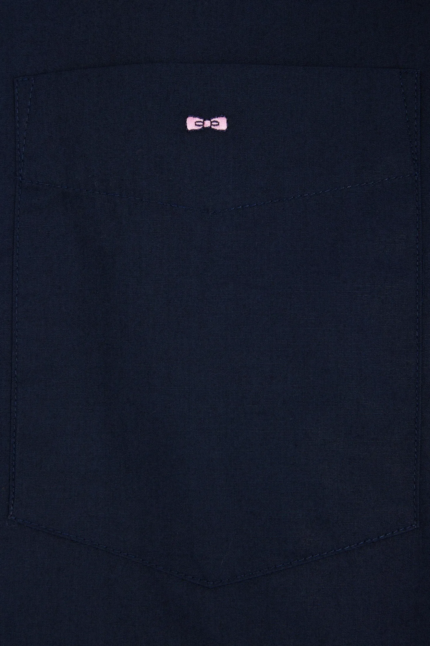 Regular plain navy blue cotton poplin shirt
