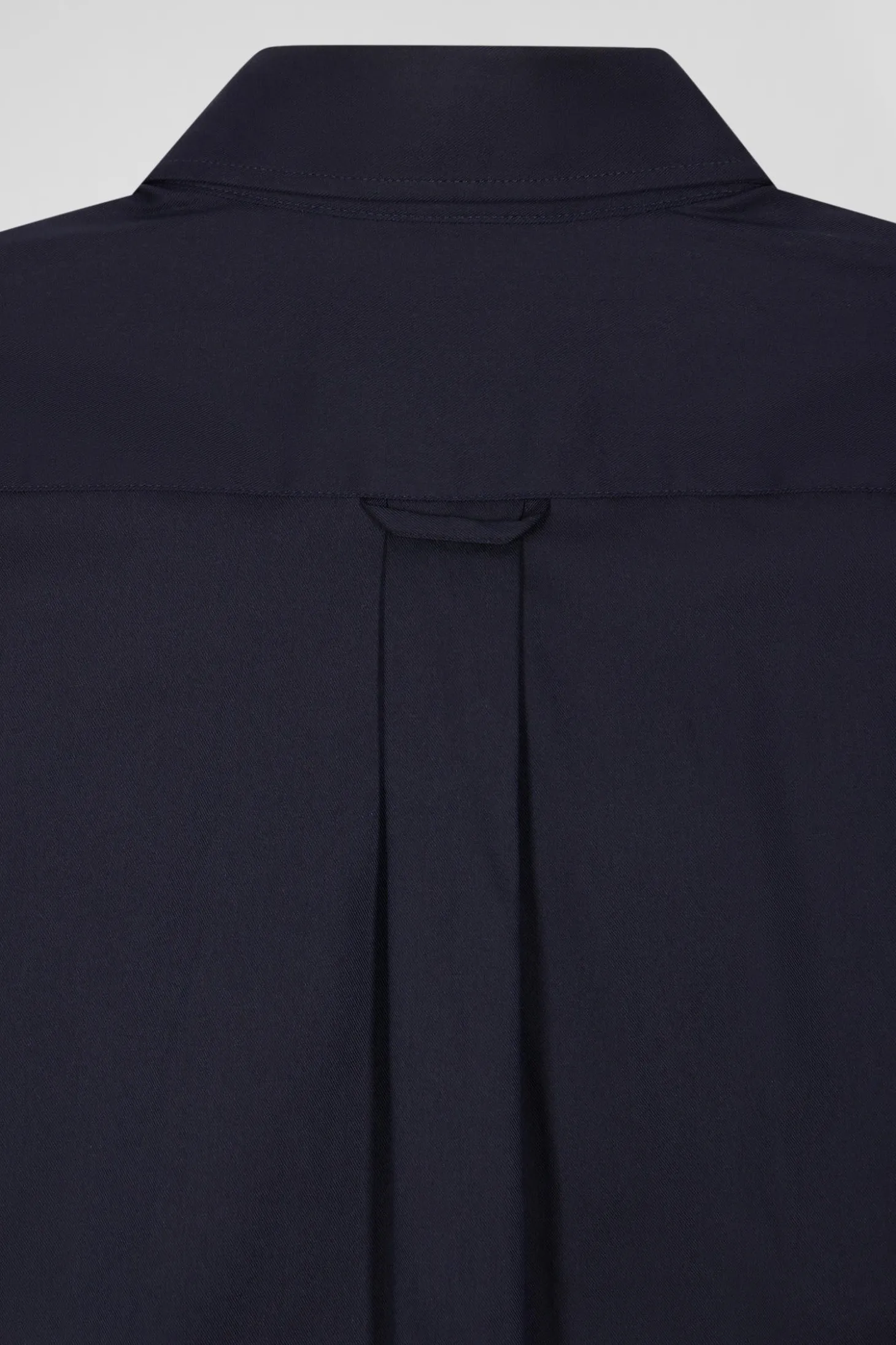 Regular plain navy blue mixed stretch cotton shirt