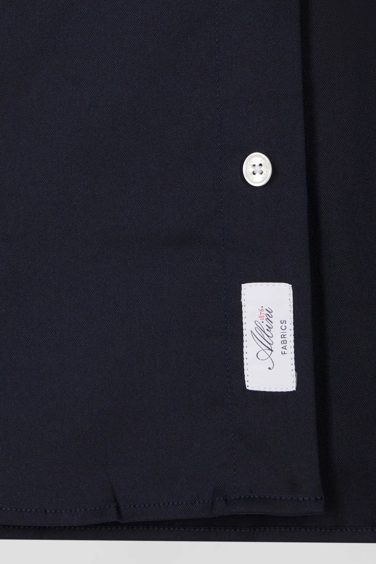 Regular plain navy blue mixed stretch cotton shirt