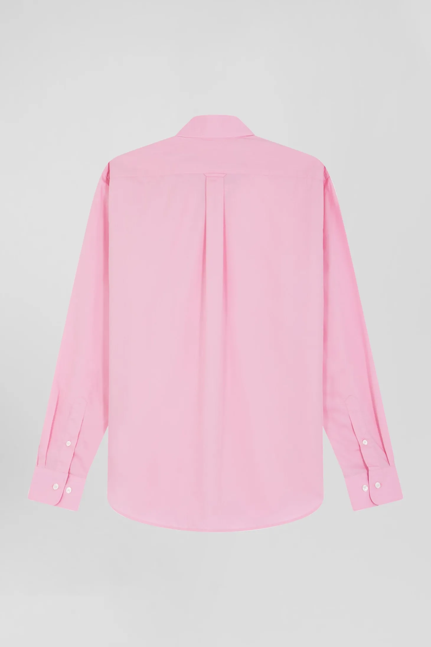Regular plain pink cotton poplin shirt