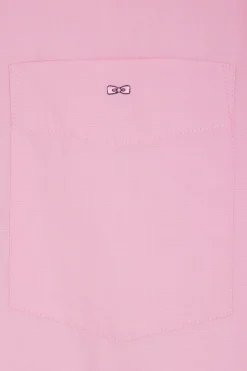 Regular plain pink cotton poplin shirt