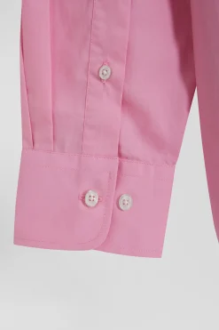 Regular plain pink cotton poplin shirt