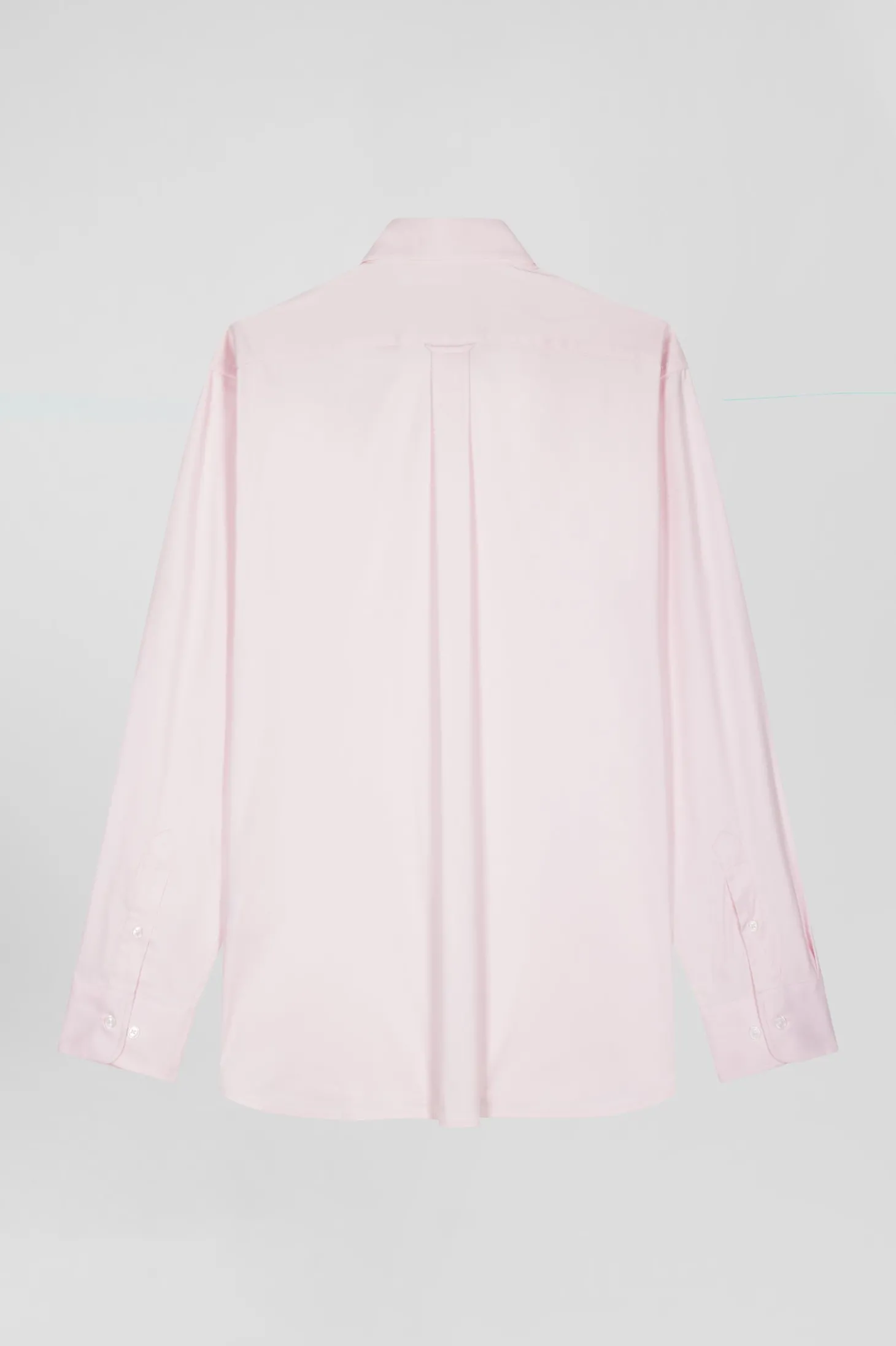 Regular plain pink mixed stretch cotton shirt