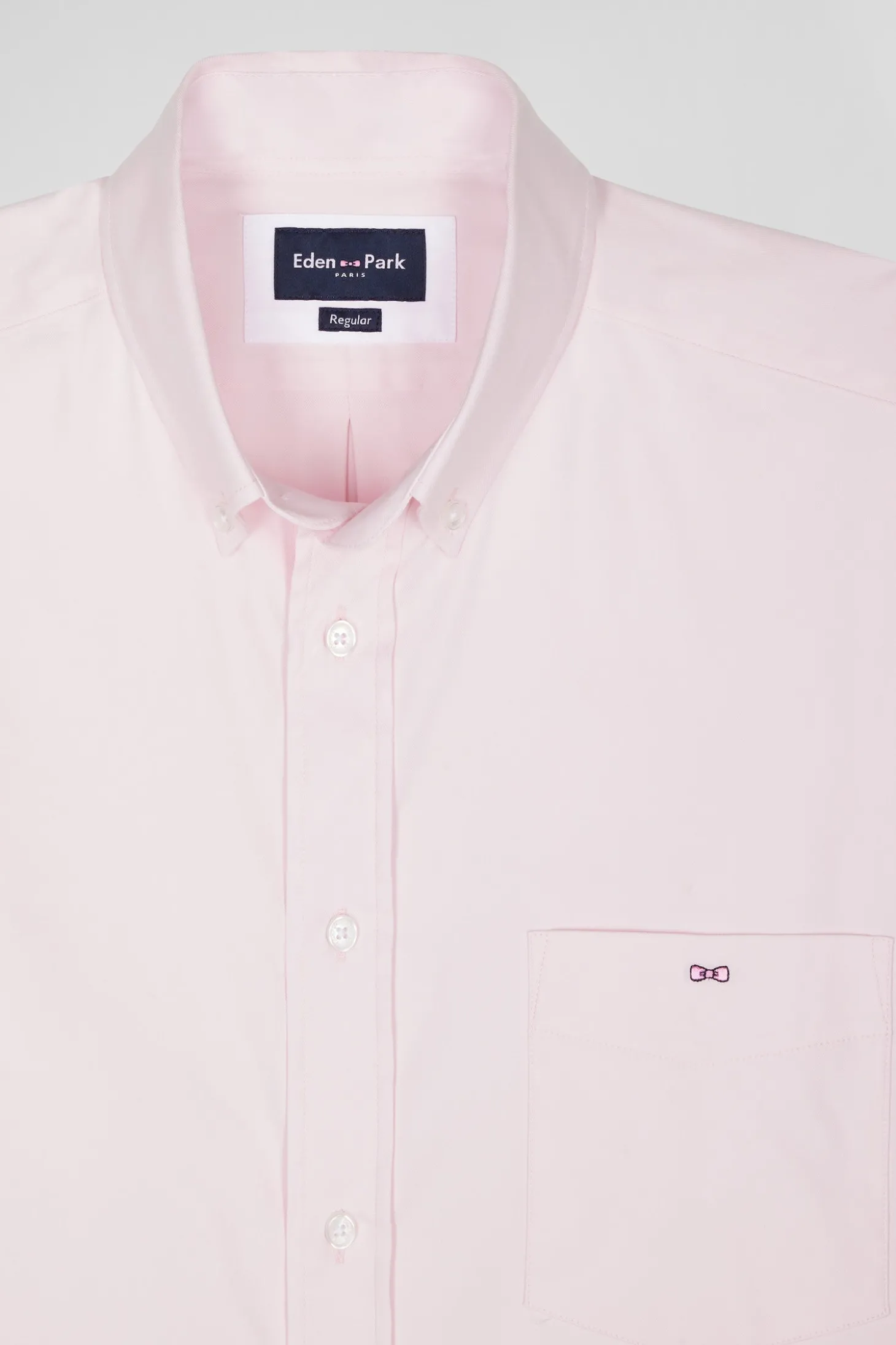 Regular plain pink mixed stretch cotton shirt