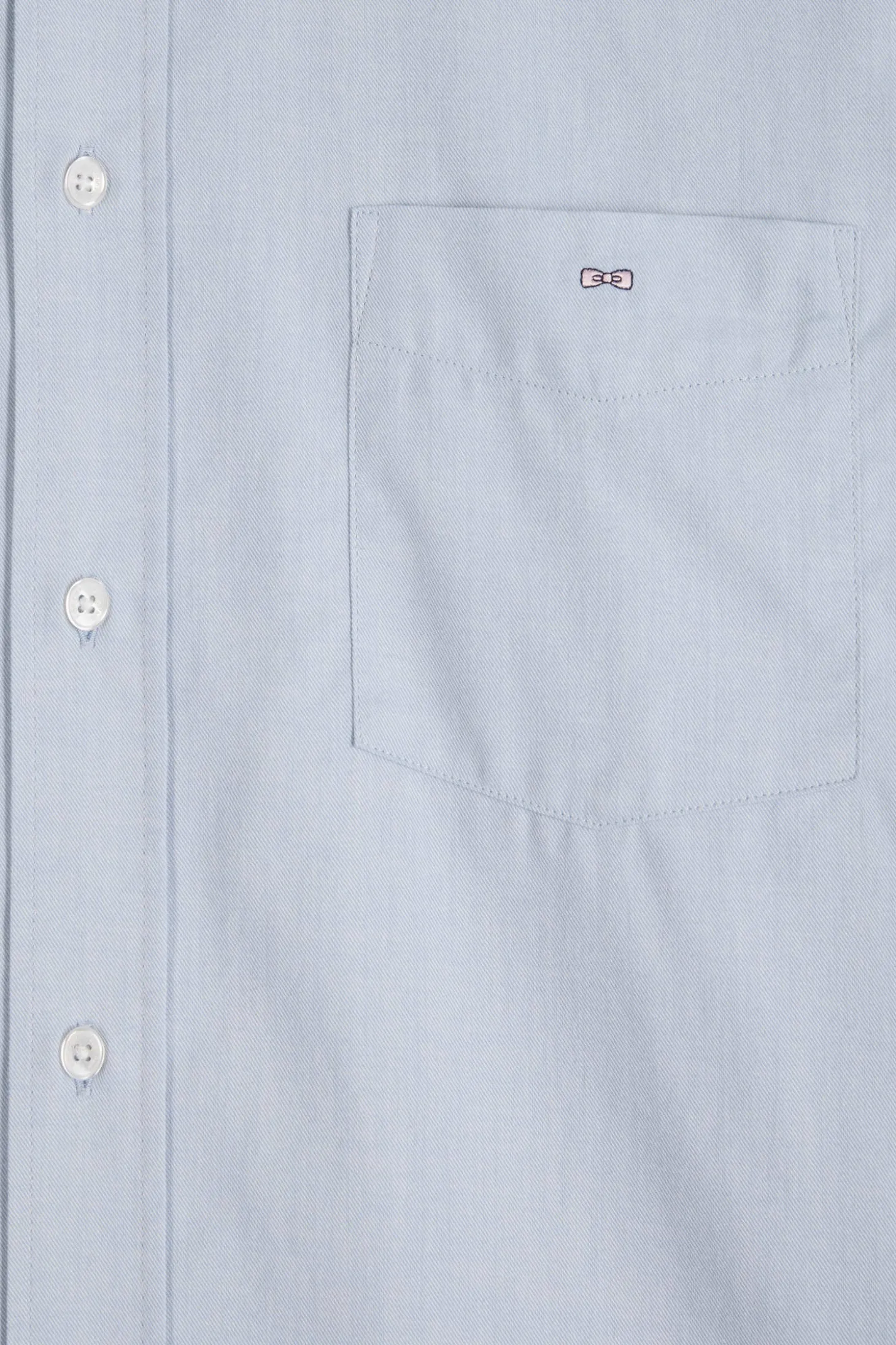 Regular plain sky blue cotton twill shirt with button-down collar