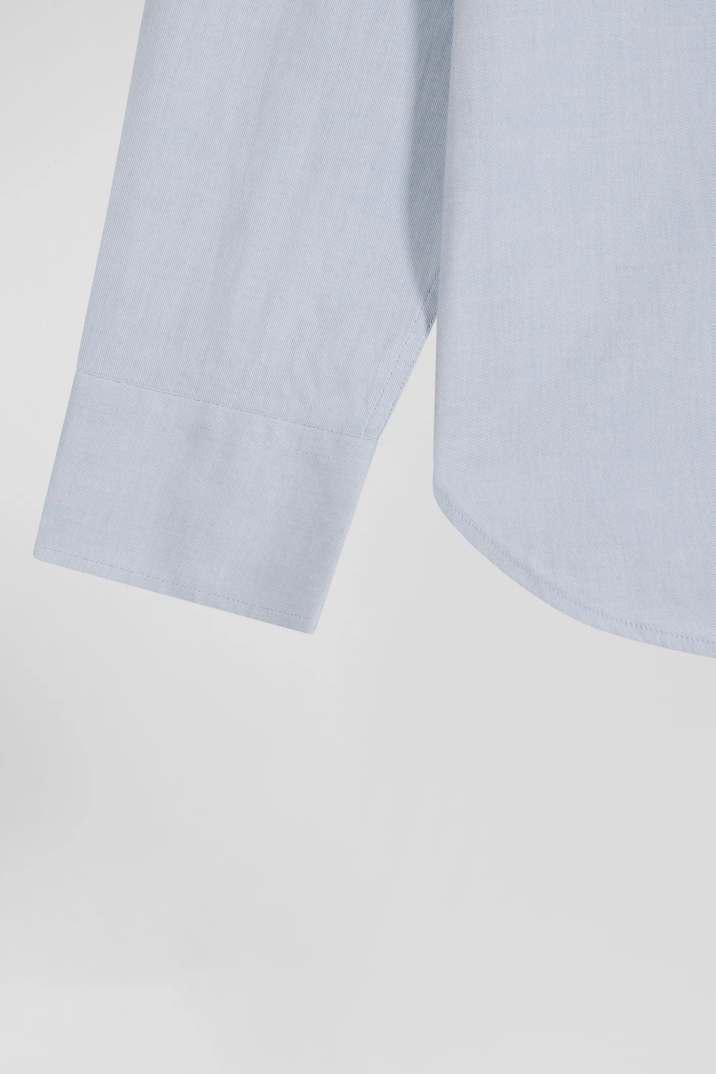 Regular plain sky blue cotton twill shirt with button-down collar