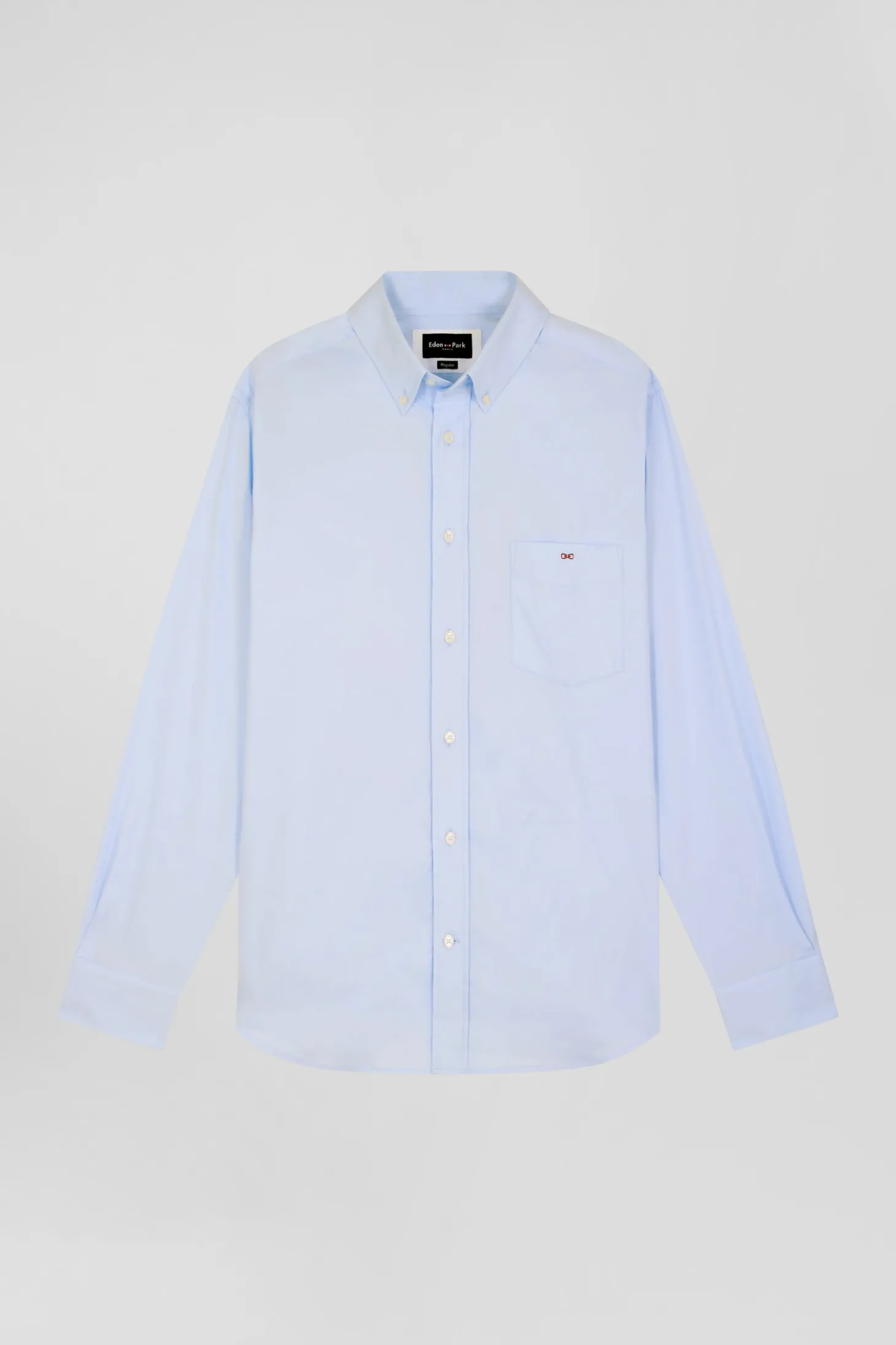 Regular plain sky blue mixed stretch cotton shirt