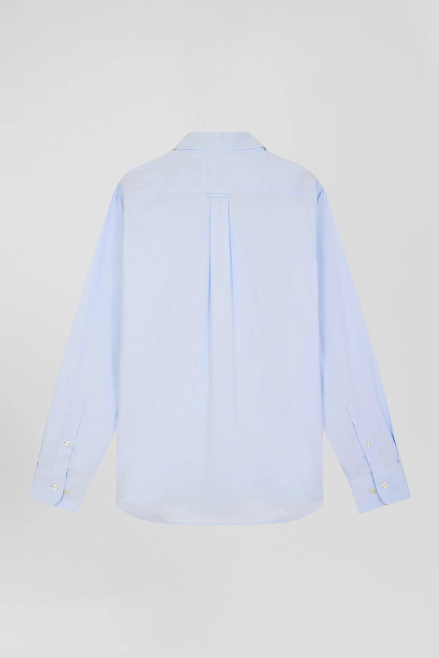 Regular plain sky blue mixed stretch cotton shirt