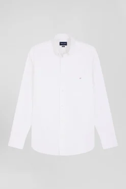 Regular plain white cotton poplin shirt
