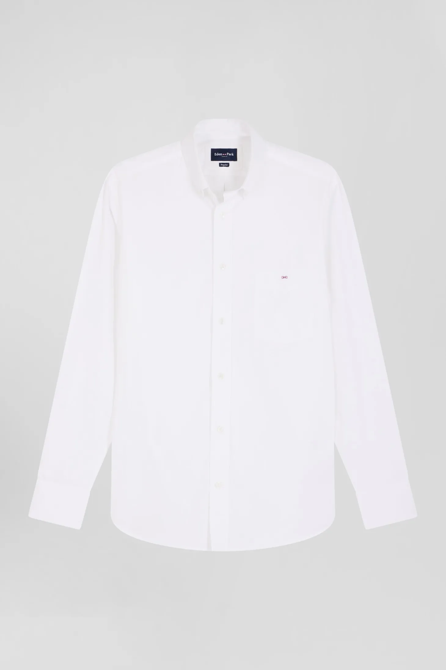 Regular plain white cotton poplin shirt