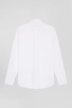 Regular plain white cotton poplin shirt