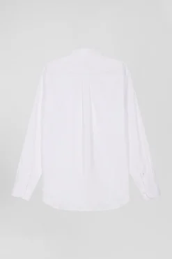 Regular plain white mixed stretch cotton shirt