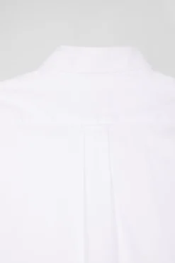 Regular plain white mixed stretch cotton shirt