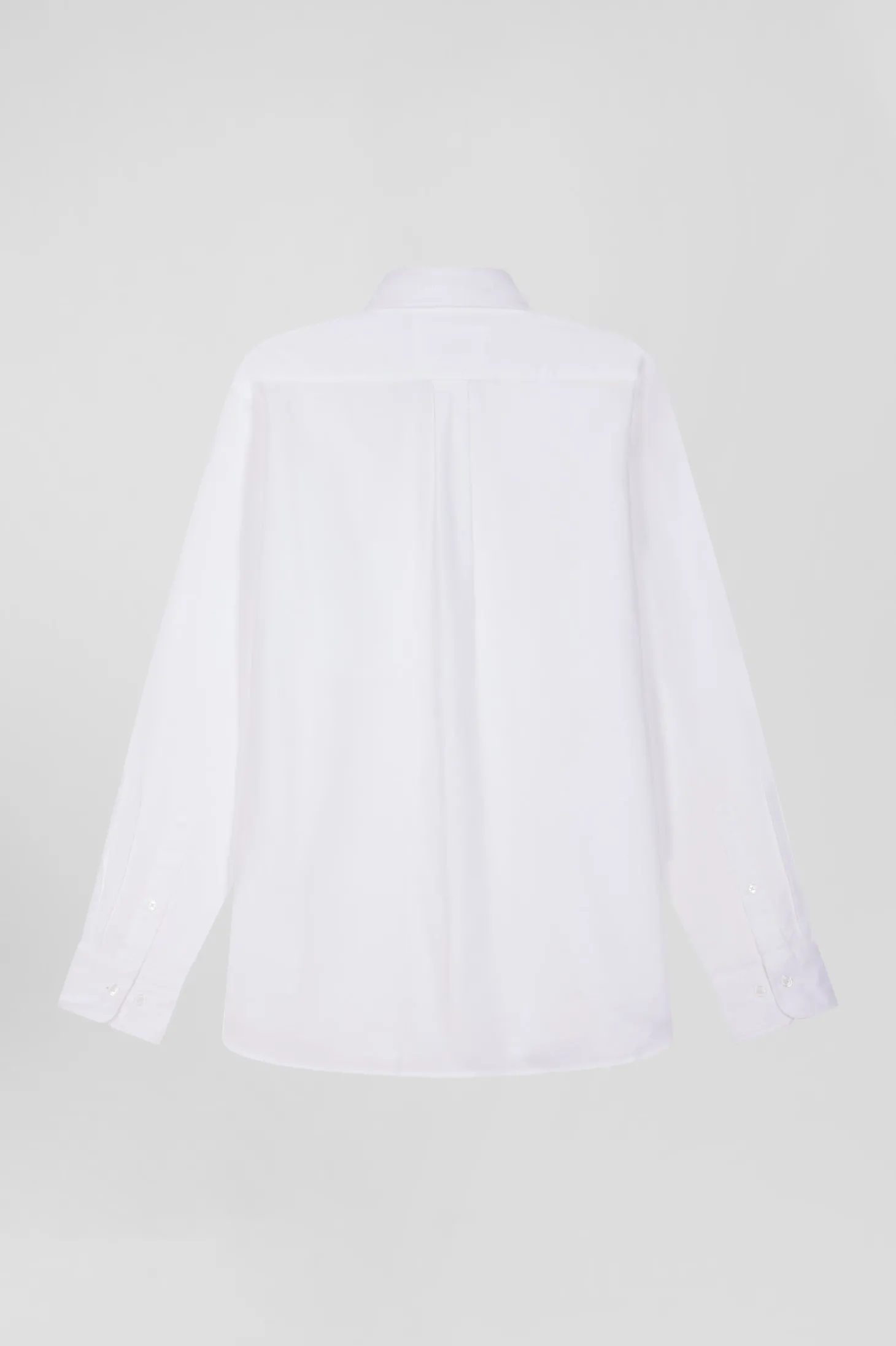 Regular plain white piqué cotton shirt