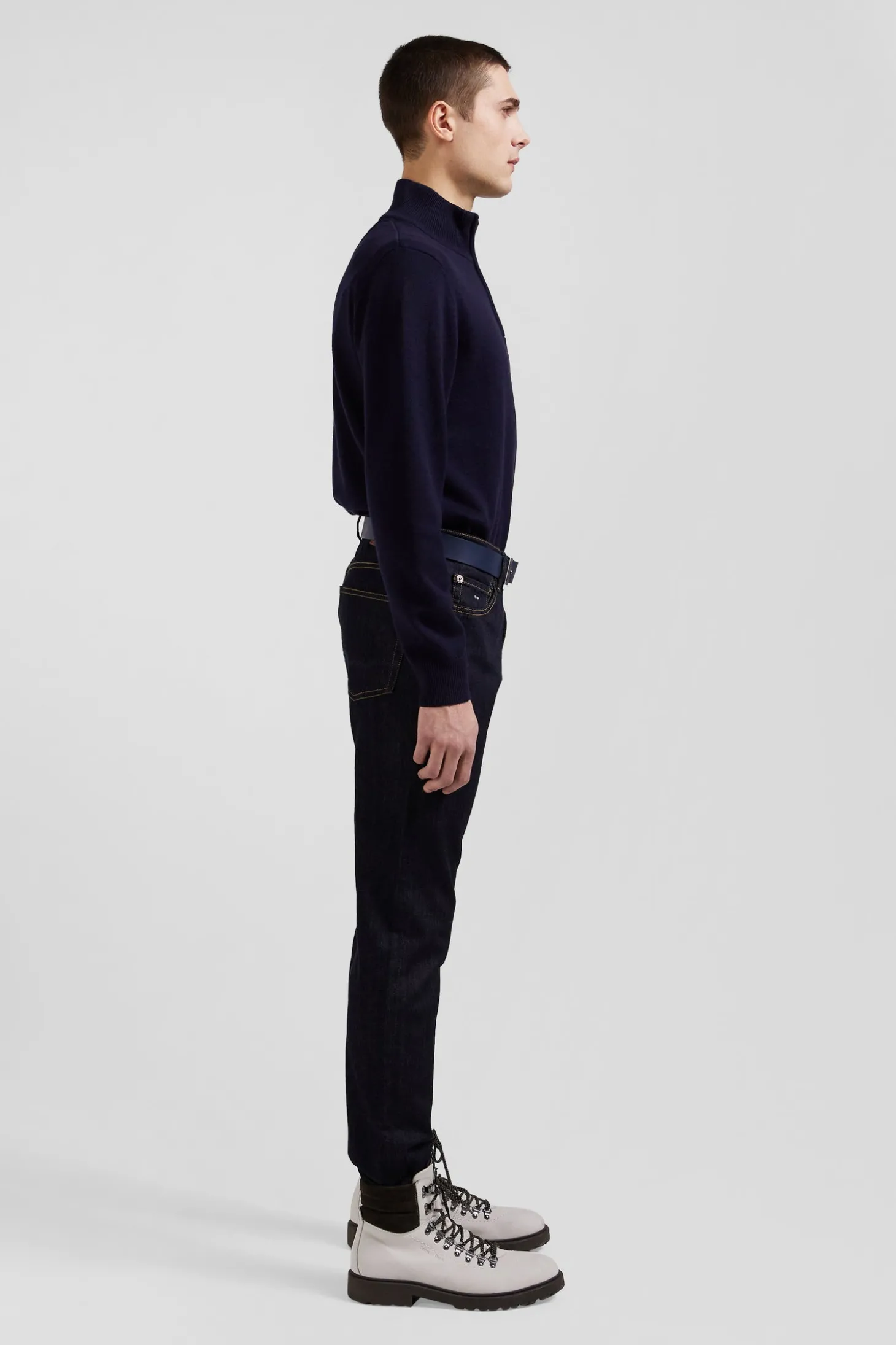 Regular raw stretch denim jeans