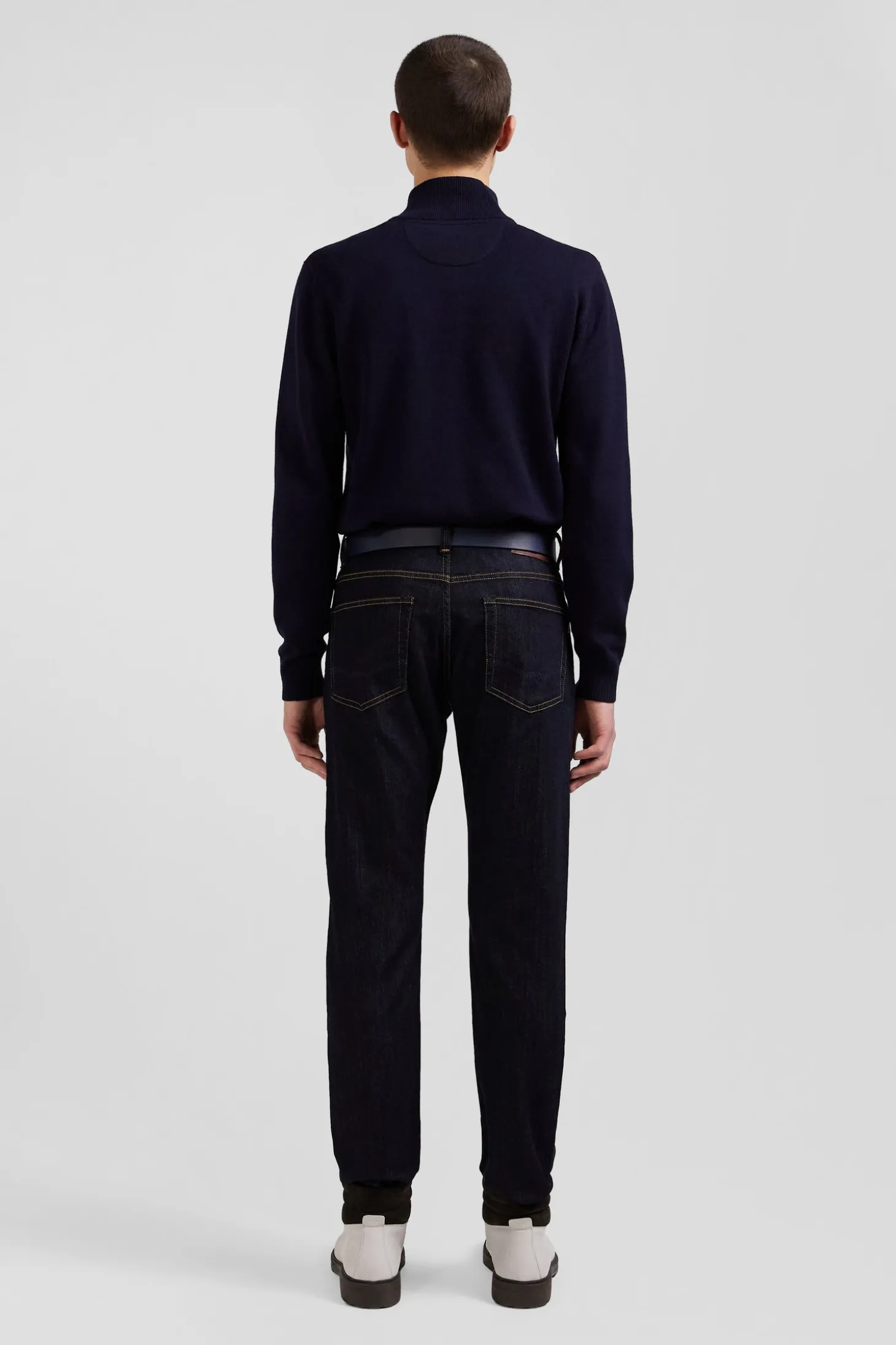Regular raw stretch denim jeans