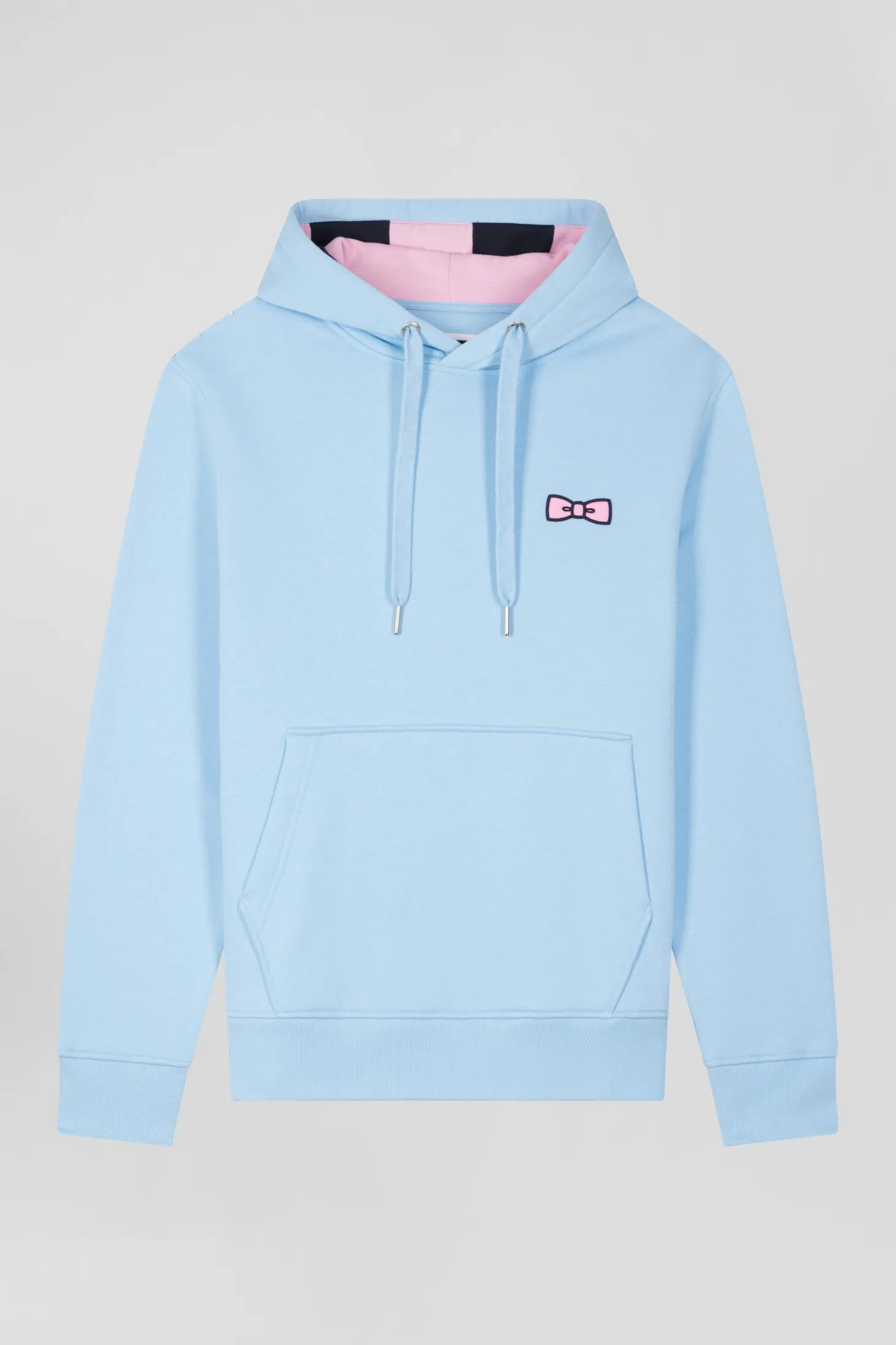 Regular sky blue brushed cotton fleece hoodie with Eden Park embroidery