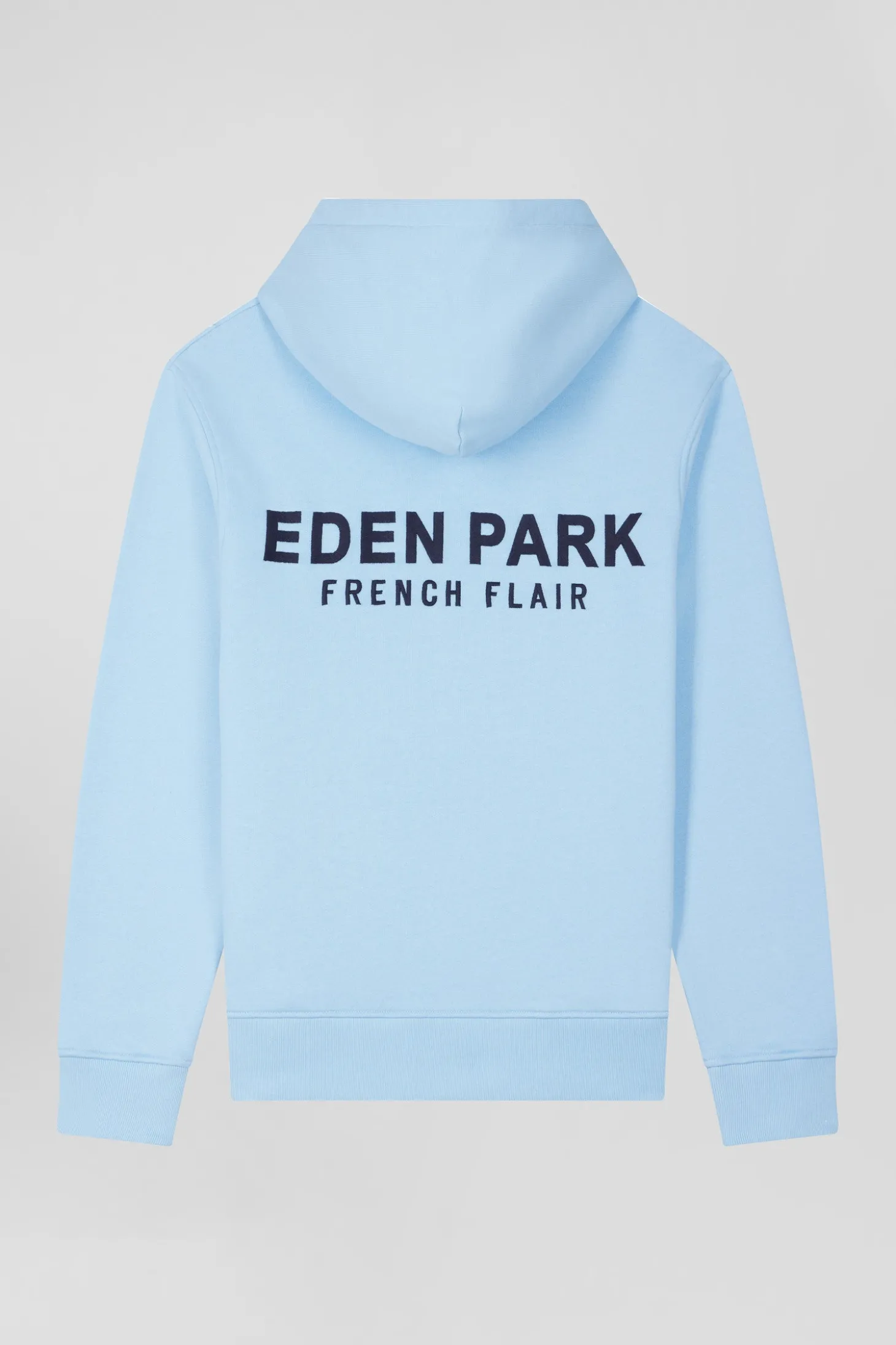 Regular sky blue brushed cotton fleece hoodie with Eden Park embroidery