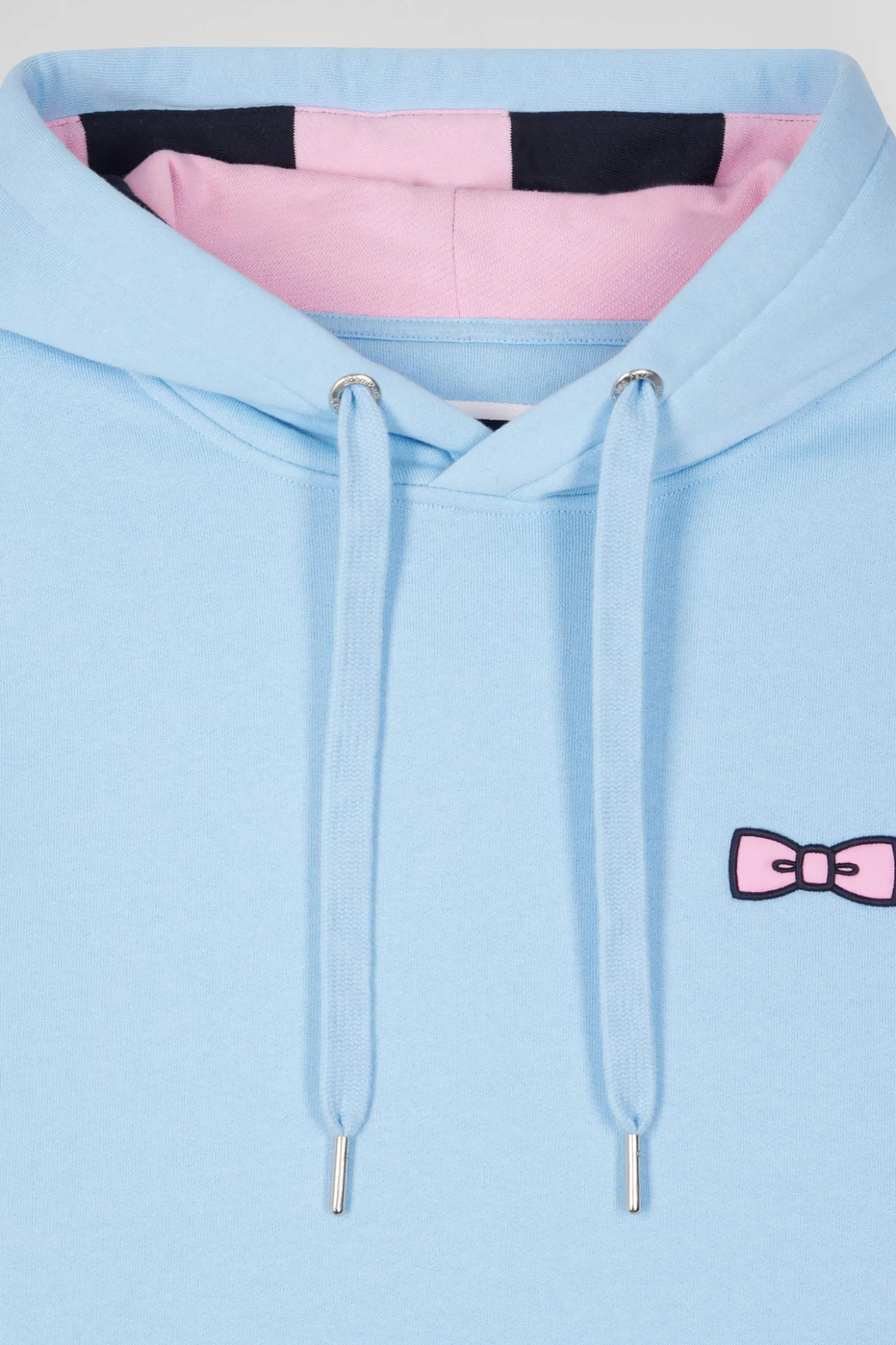 Regular sky blue brushed cotton fleece hoodie with Eden Park embroidery