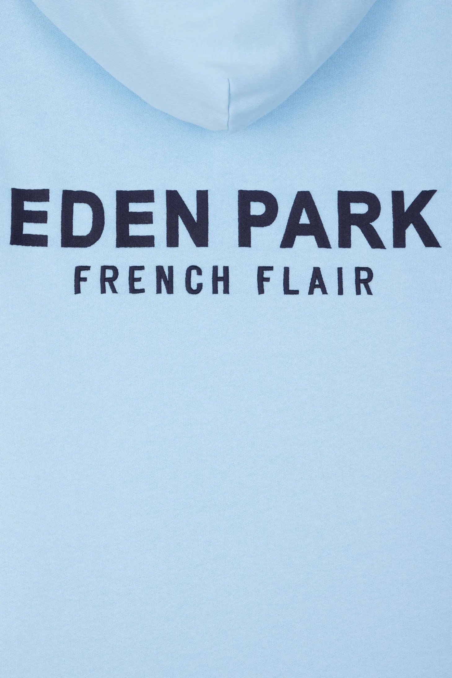 Regular sky blue brushed cotton fleece hoodie with Eden Park embroidery