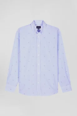 Regular sky blue cotton shirt