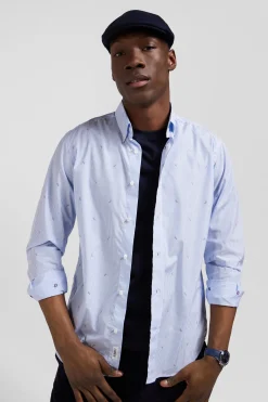 Regular sky blue cotton shirt