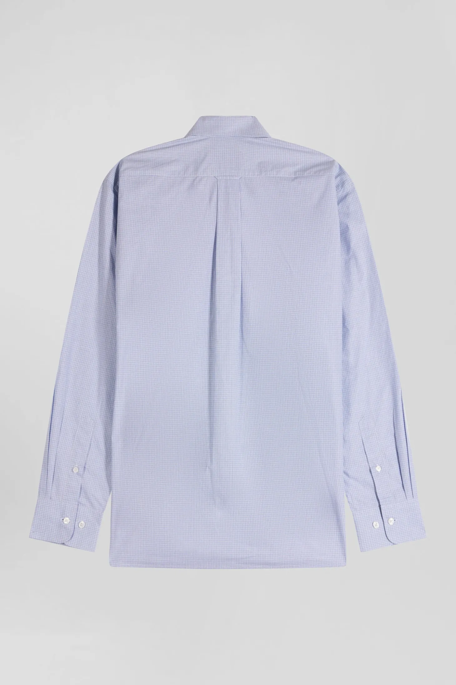 Regular sky blue cotton shirt with micro checks
