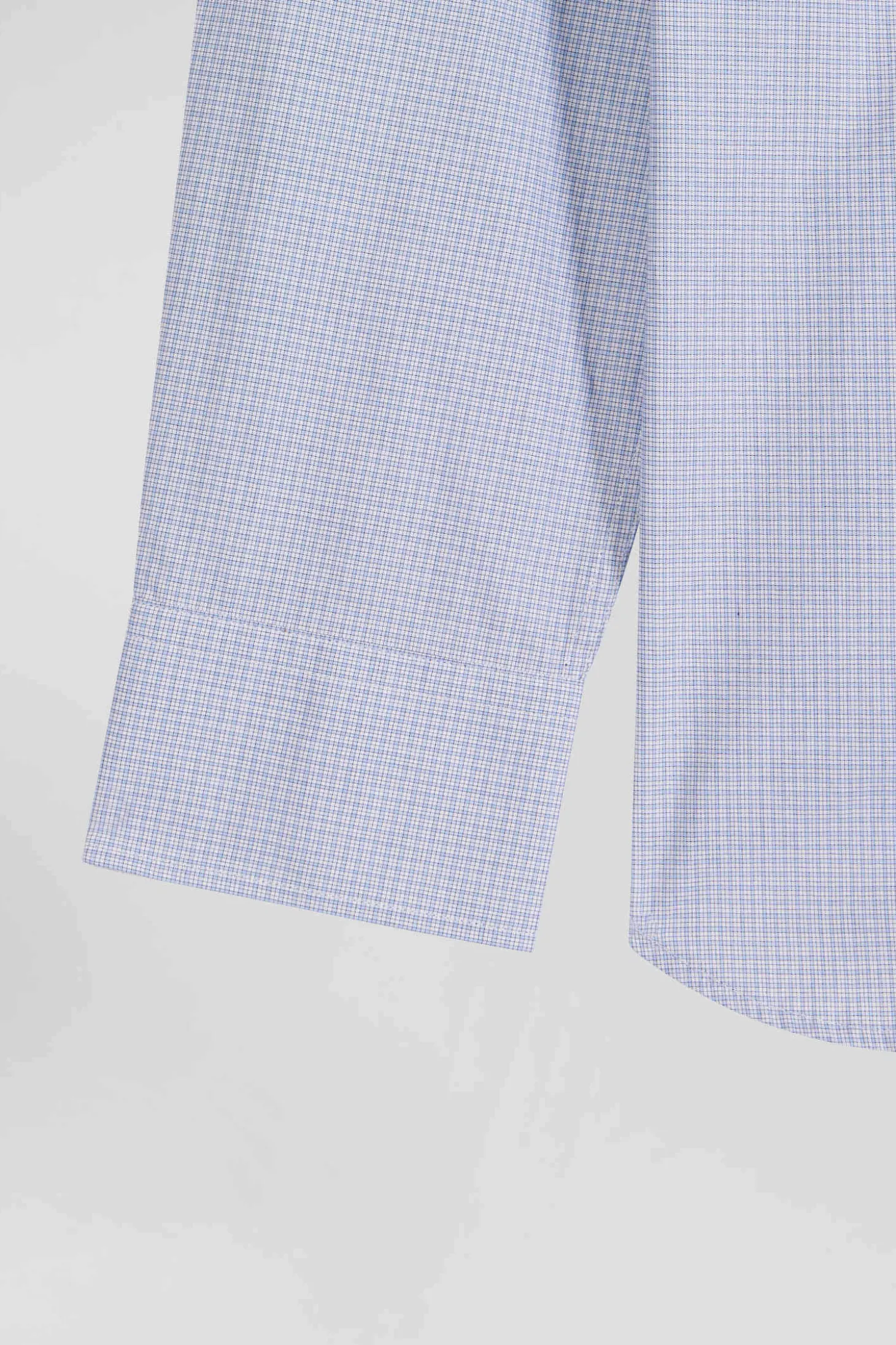Regular sky blue cotton shirt with micro checks