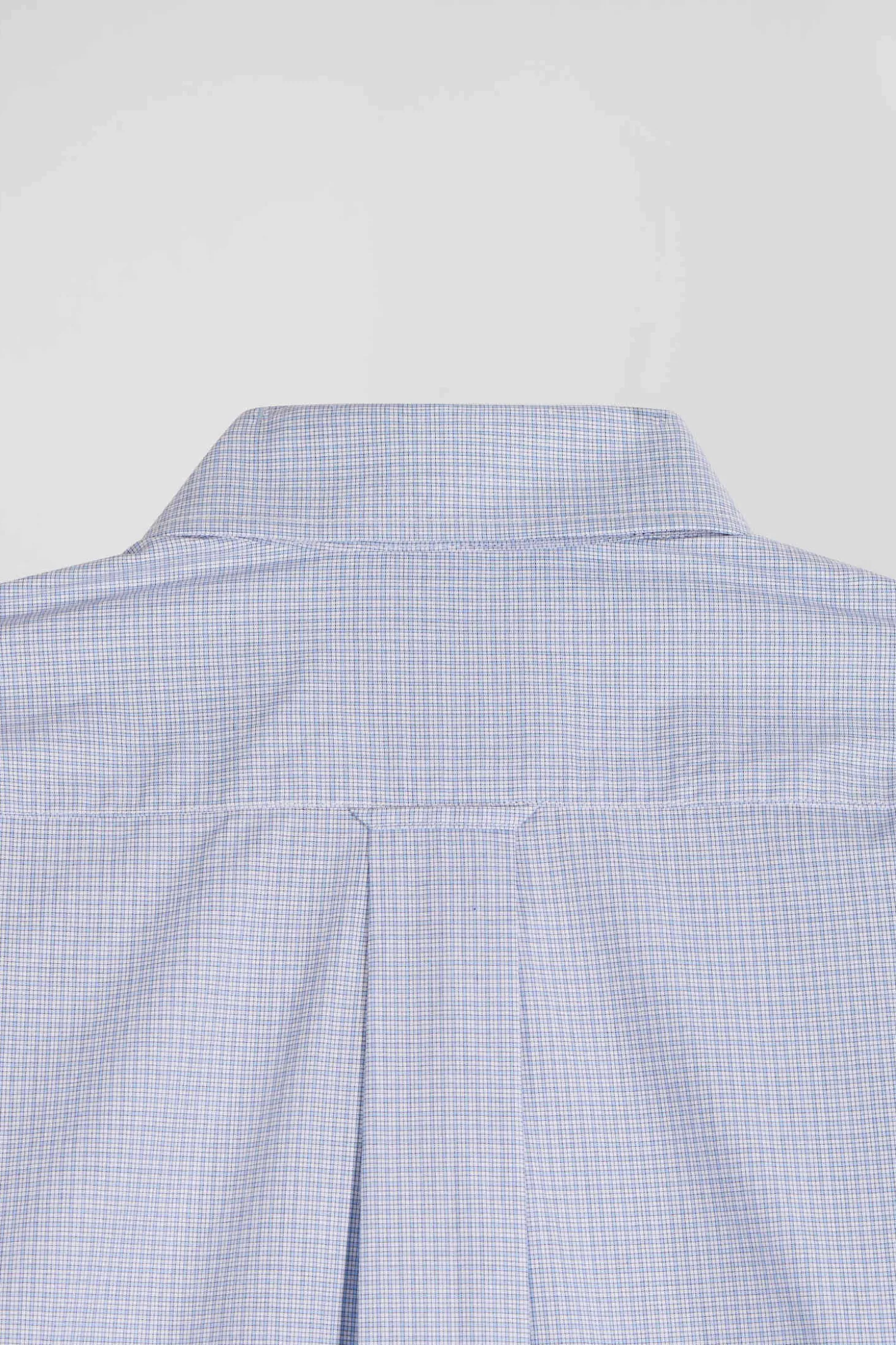 Regular sky blue cotton shirt with micro checks