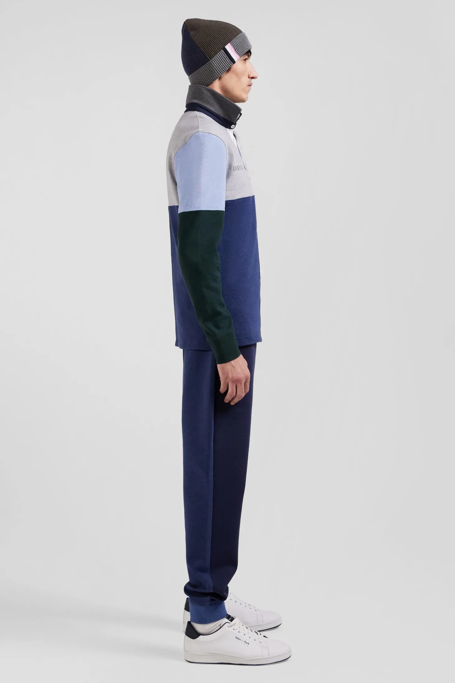 Regular sky blue long-sleeved Barbarian cotton rugby shirt