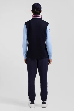 Regular sky blue long-sleeved cotton rugby shirt with sleeve N°10 embroidery