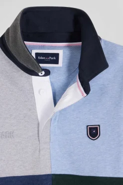 Regular sky blue long-sleeved Barbarian cotton rugby shirt