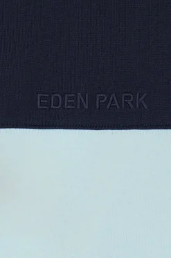 Regular sky blue long-sleeved cotton rugby shirt with sleeve N°10 embroidery