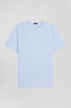 Regular sky blue Pima cotton short-sleeved T-shirt