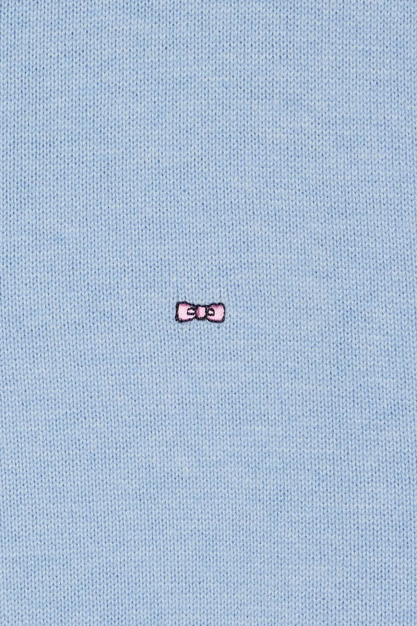 Regular sky blue semi-zipped wool and cotton jumper