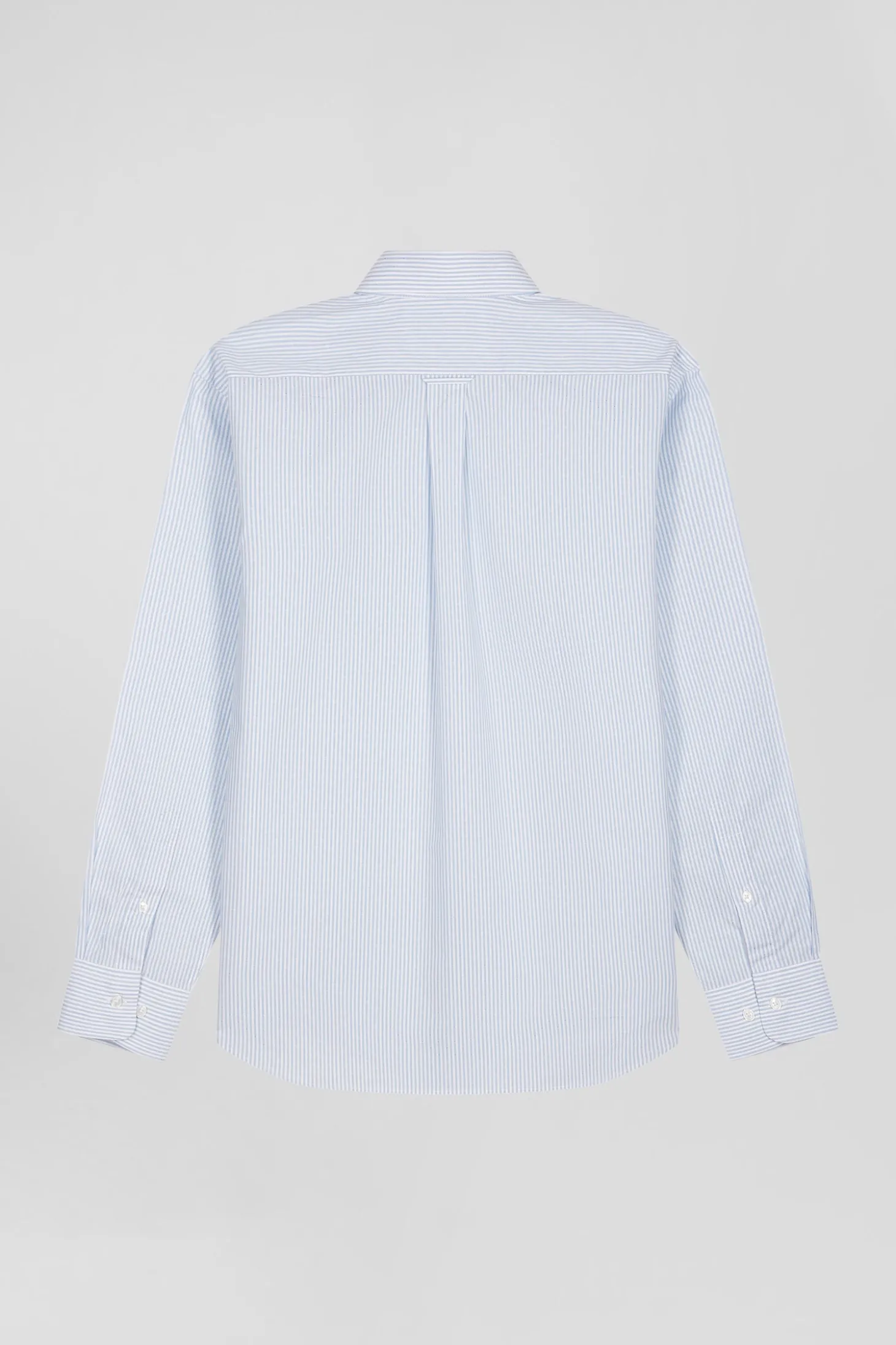 Regular sky blue striped cotton jacquard shirt